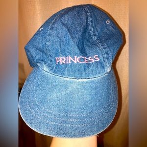 VINTAGE Arlin Denim Princess Embroidered Blue Jean Hat Adjustable Cap Strap Back